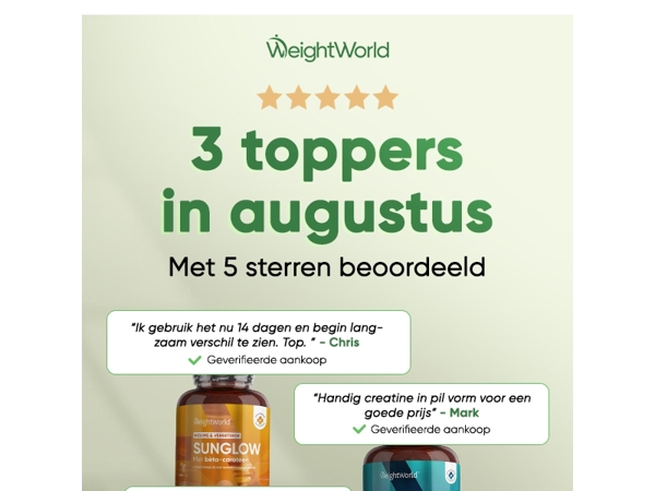 💡 3 topproducten in augustus