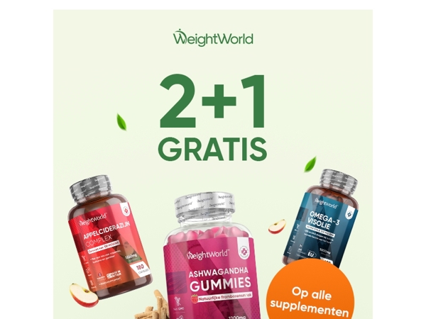 Alleen vandaag: 2+1 gratis op alle supplementen