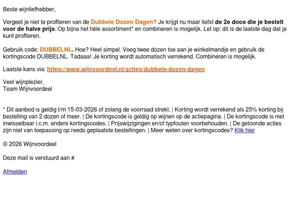 Laatste kans: 2e doos halve prijs