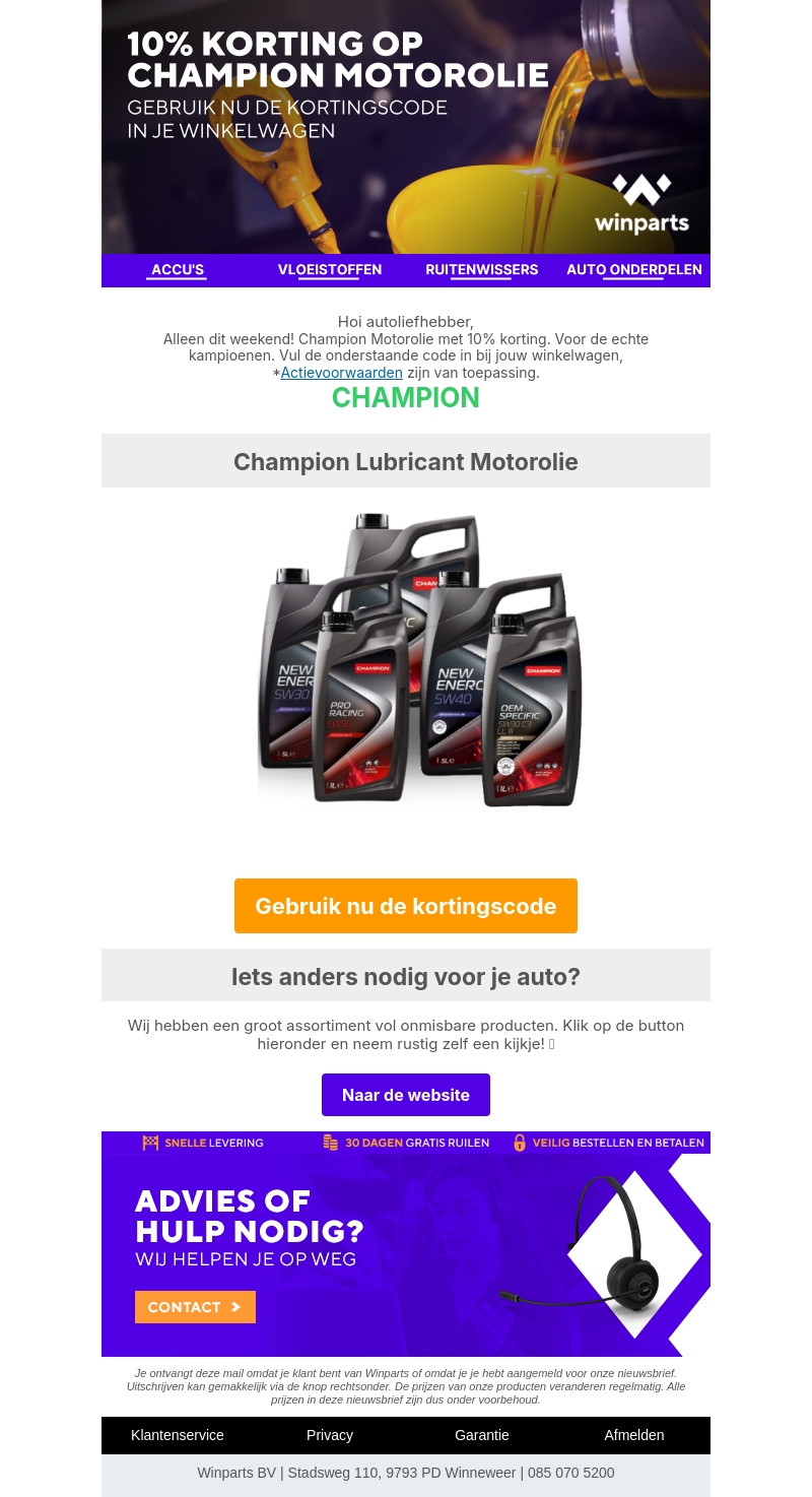 Actie: Champion Motorolie 10%Korting💥 Actie: Champion Motorolie 10%Korting💥