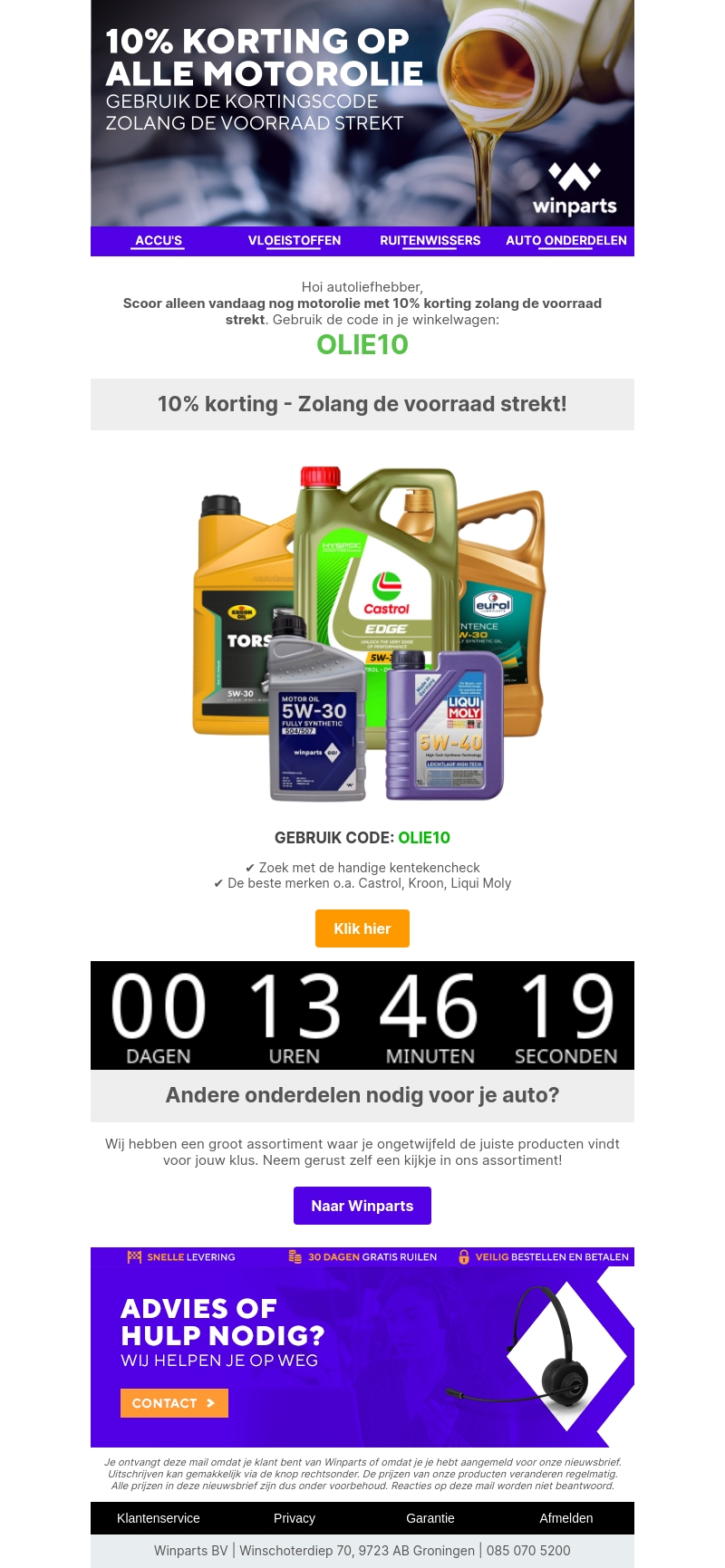 Laatste kans: 10% korting op motorolie 💥 Laatste kans: 10% korting op motorolie 💥