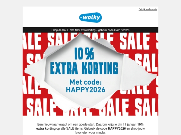 🎉 Start 2026 goed met 10% extra korting op de SALE