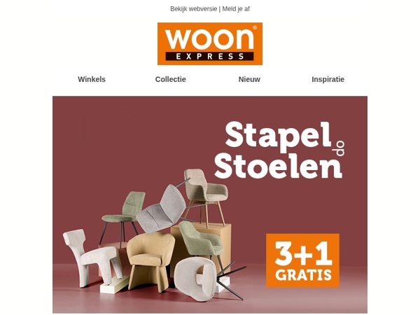 Heel veel voordeel: eetkamerstoelen 3+1 gratis!