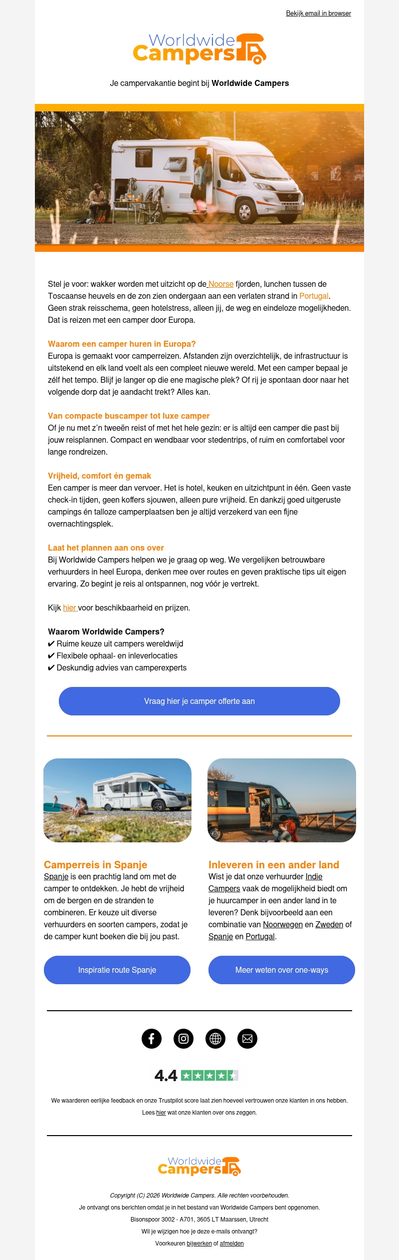 Camperhuur alleen voor verre reizen? Camperhuur alleen voor verre reizen?