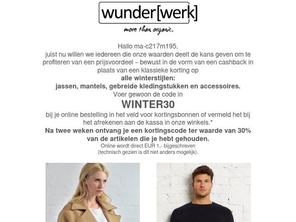 Slechts één week: 30% Cashback ma-c217m195