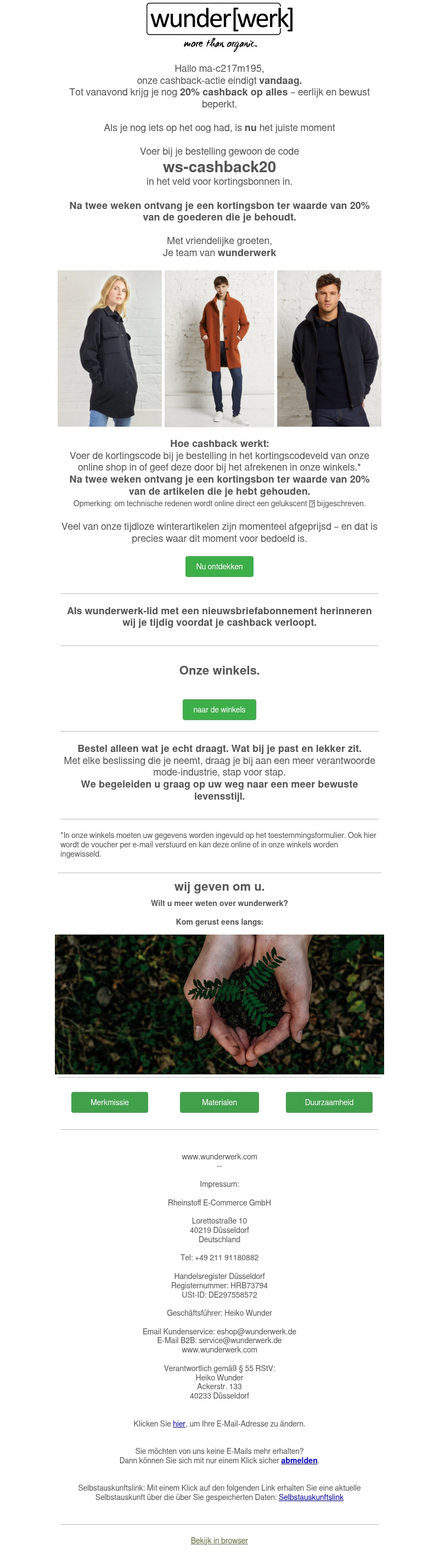 Vandaag laatste dag 20% cashback op alles ma-c217m195 Vandaag laatste dag 20% cashback op alles ma-c217m195