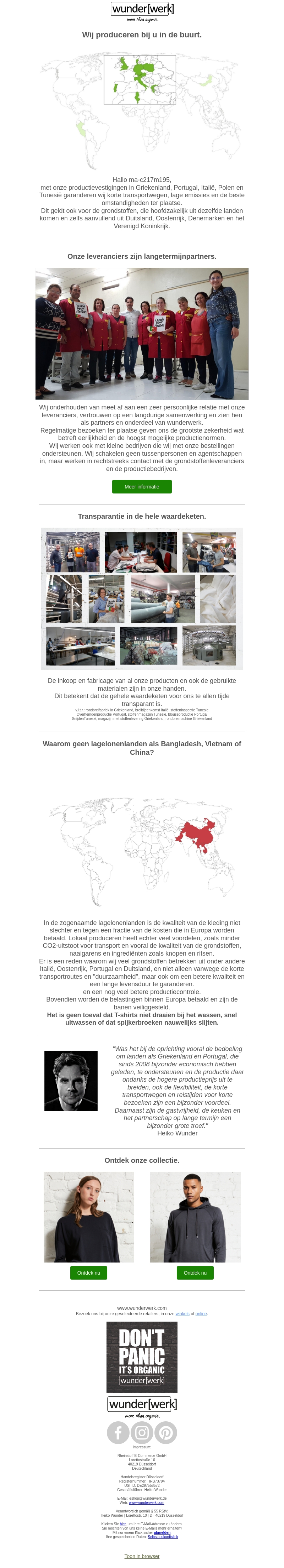 Wij produceren "regionaal" met een focus op de EU. Wij produceren "regionaal" met een focus op de EU.