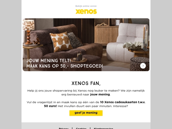 Jouw mening telt 😍 Maak kans op 50 euro shoptegoed!