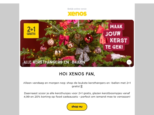 Laatste kans: alle kersthangers en -ballen 2+1 gratis🎄