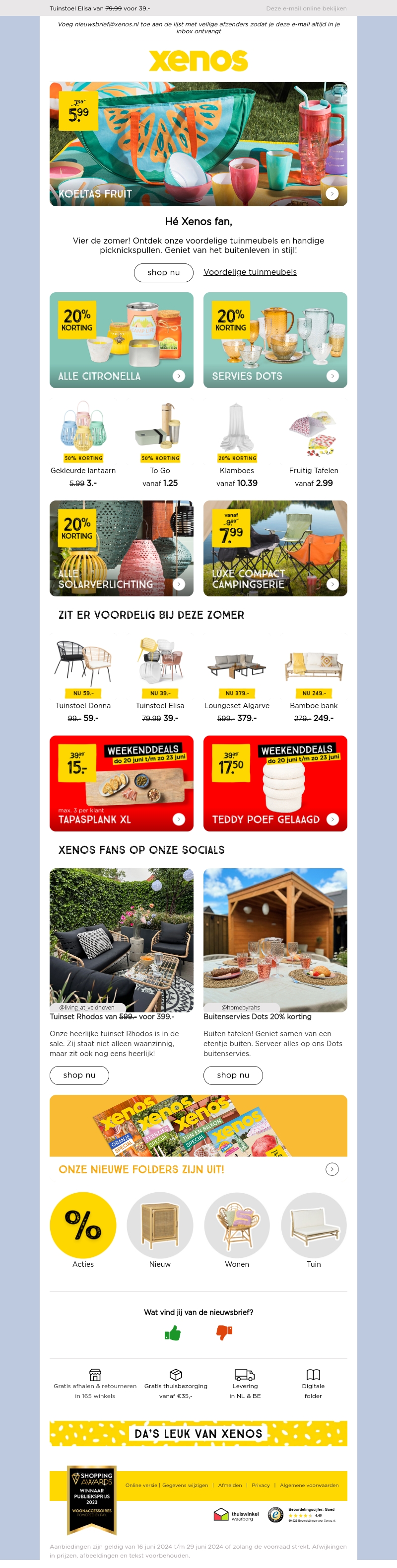 Picknickplezier en tuinmeubel deals bij Xenos! Picknickplezier en tuinmeubel deals bij Xenos!