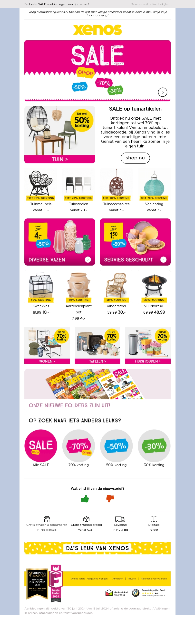 SALE tot wel 70% korting op tuinartikelen SALE tot wel 70% korting op tuinartikelen