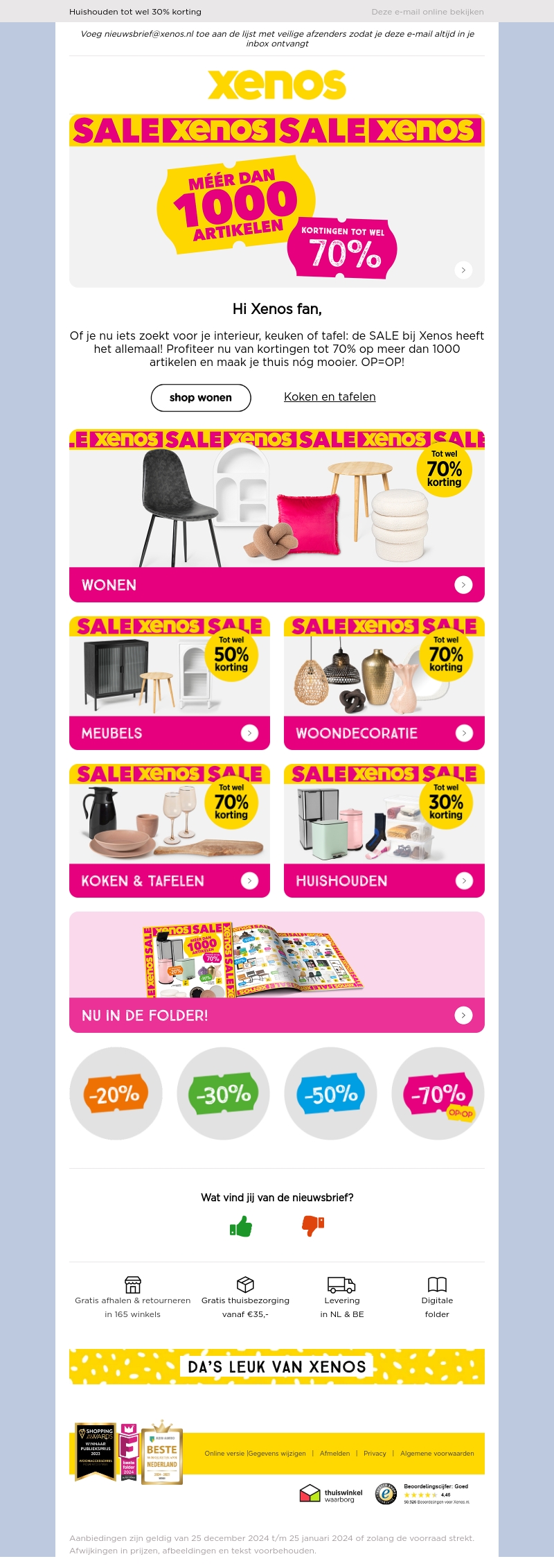 SALE: Tot wel 70% op wonen, koken en tafelen SALE: Tot wel 70% op wonen, koken en tafelen