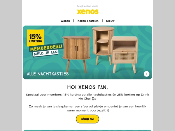 Speciaal voor jou: 15% korting op alle nachtkastjes