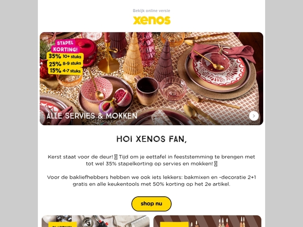 Tot wel 35% korting op al het losse servies en mokken