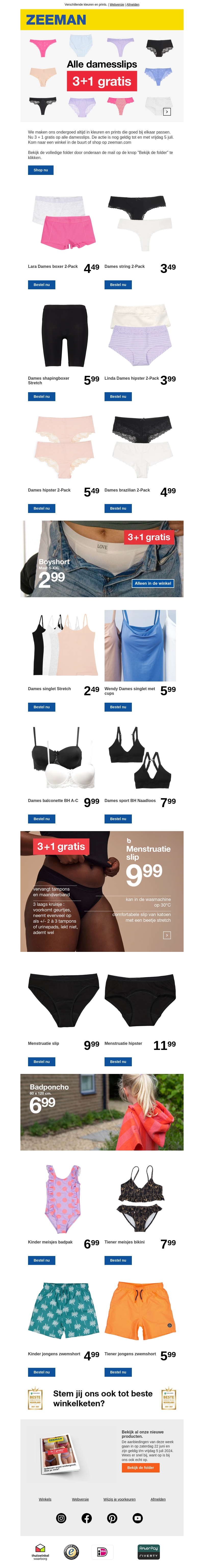 Alle damesslips 3 + 1 gratis. Alle damesslips 3 + 1 gratis.