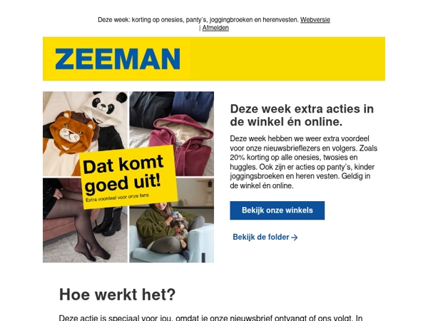 20% korting op onesies en meer voordeel