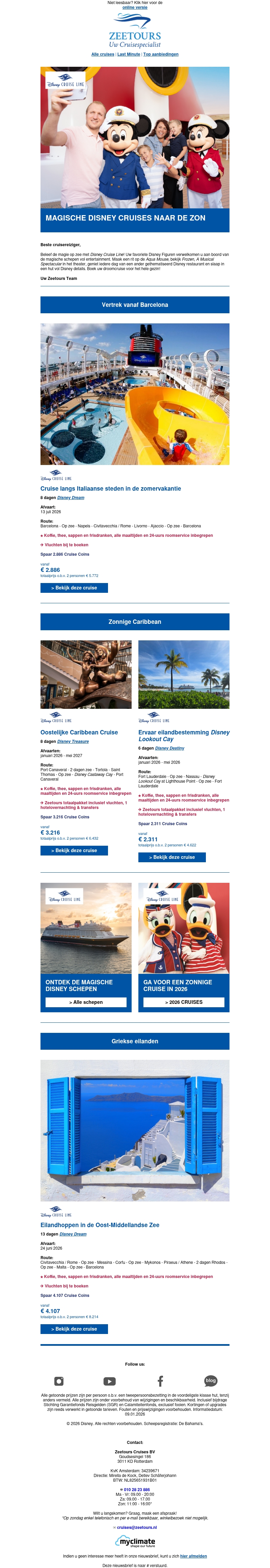 Magische Disney Cruises naar de zon Magische Disney Cruises naar de zon