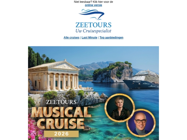 Aankondiging: De Zeetours Musical Cruise 2026 is nu te boeken!