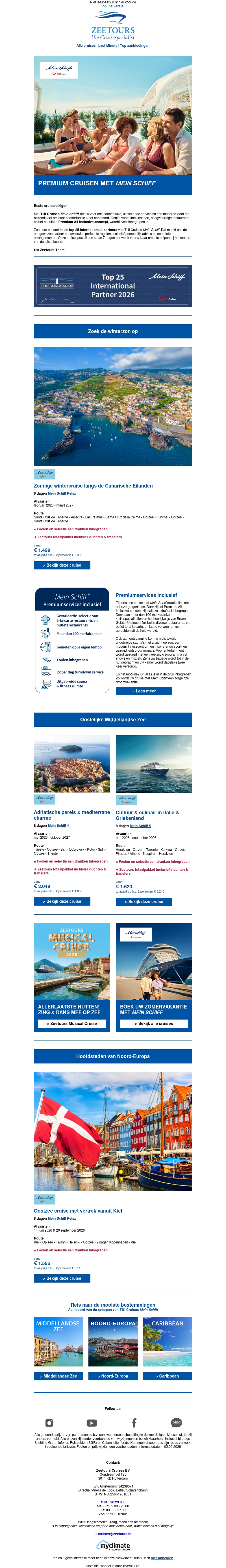 Van winterzon tot wereldsteden: boek nu uw cruise met Mein Schiff Van winterzon tot wereldsteden: boek nu uw cruise met Mein Schiff