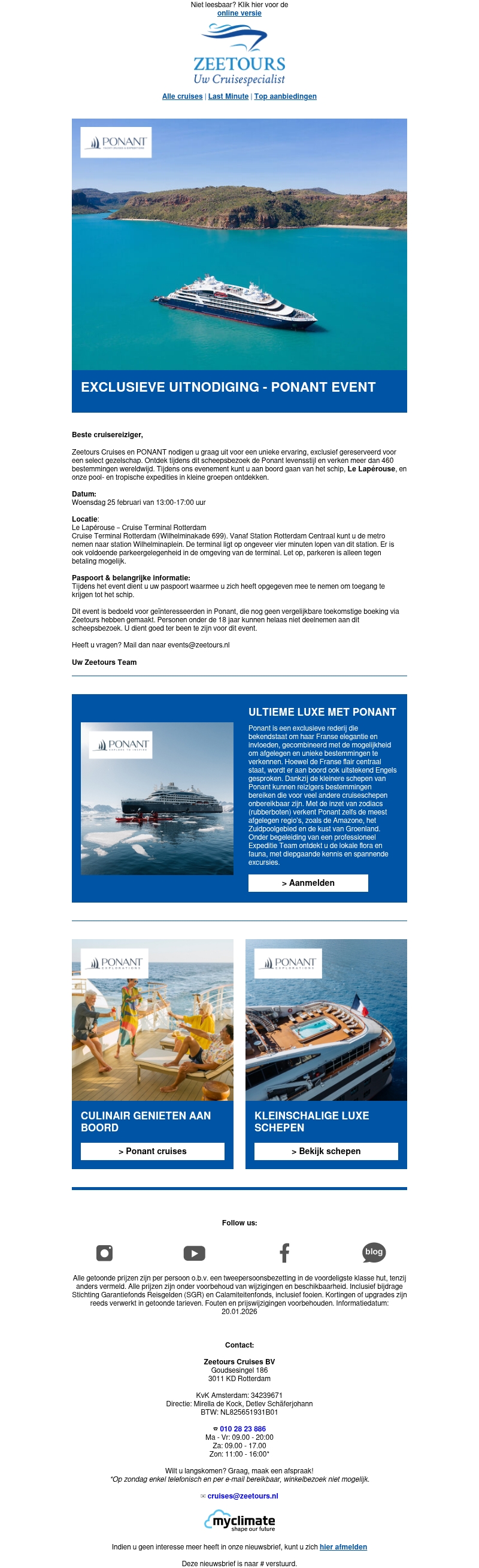 Exclusieve uitnodiging: Ponant event aan boord van de La Lapérouse Exclusieve uitnodiging: Ponant event aan boord van de La Lapérouse