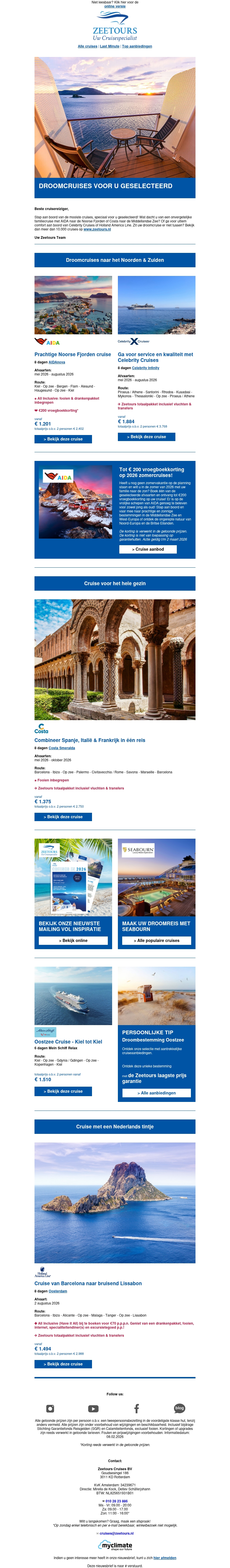 Droomcruises voor u geselecteerd Droomcruises voor u geselecteerd