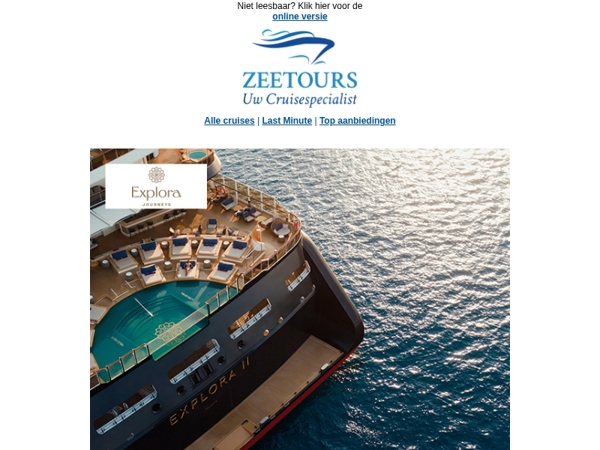 Explora Journeys: tot € 1.000 excursietegoed per suite