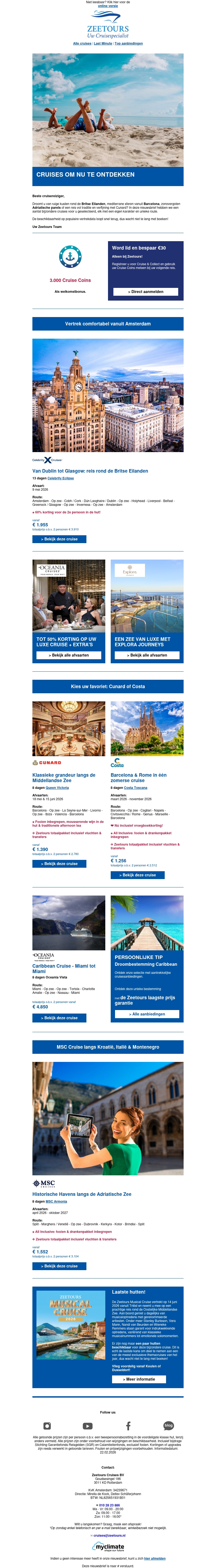 Van zon tot stad: cruise highlights van de maand februari Van zon tot stad: cruise highlights van de maand februari