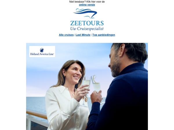 Laatste kans! Exclusief voordeel op cruises met Holland America Line