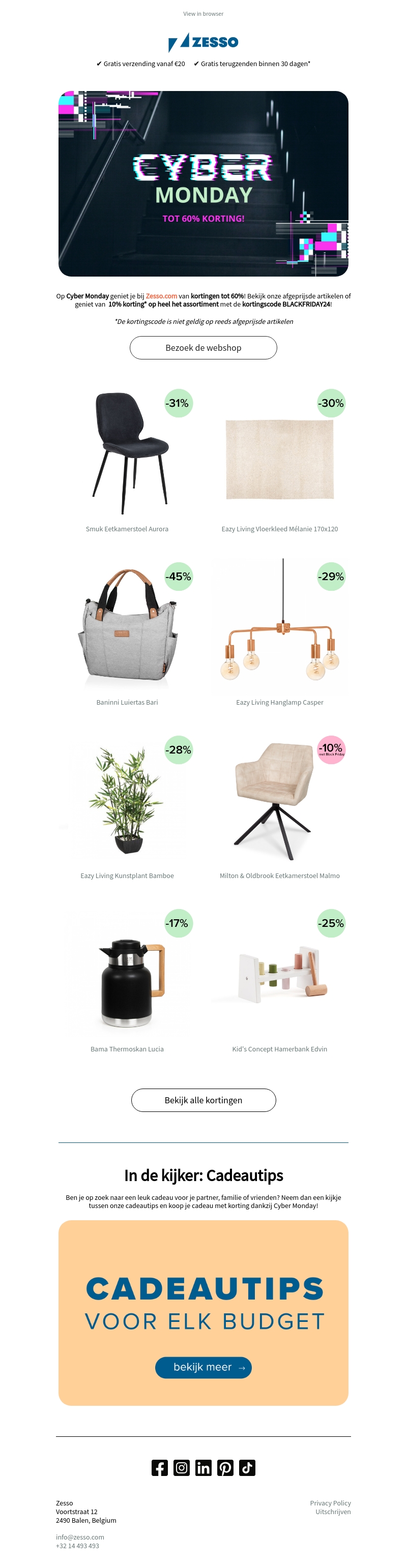 Tot 60 % korting - Cyber Monday π€ Tot 60 % korting - Cyber Monday π€