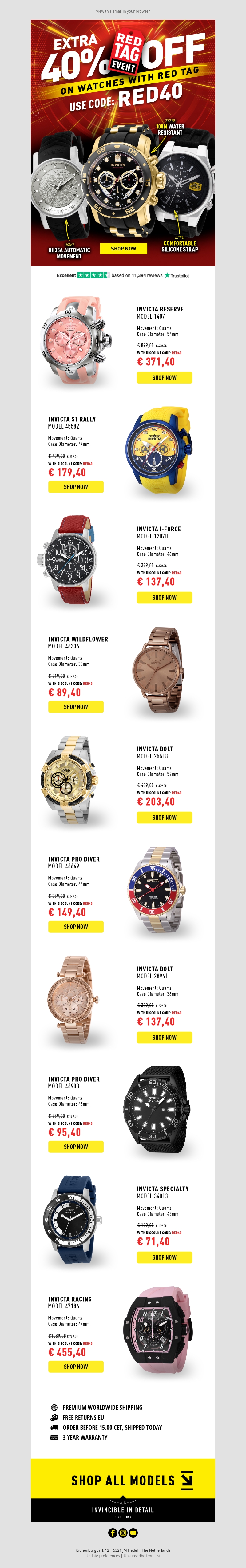 🔴 40% Discount On All Watches With A Red Tag! Use Code RED40 🔴 40% Discount On All Watches With A Red Tag! Use Code RED40