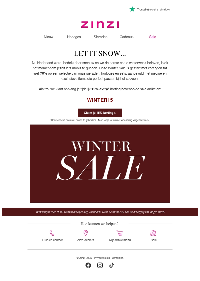 Winter Sale❄️: tot 70% korting + 15% extra Winter Sale❄️: tot 70% korting + 15% extra
