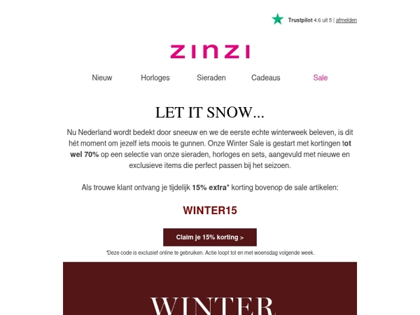 Winter Sale❄️: tot 70% korting + 15% extra