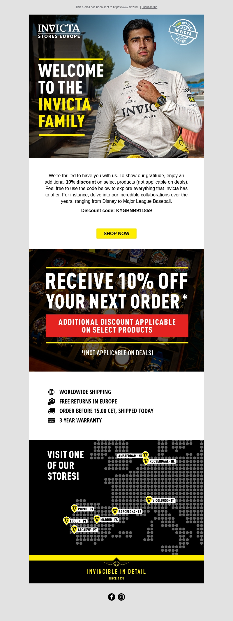 Thank you for being part of the Invicta Family Thank you for being part of the Invicta Family