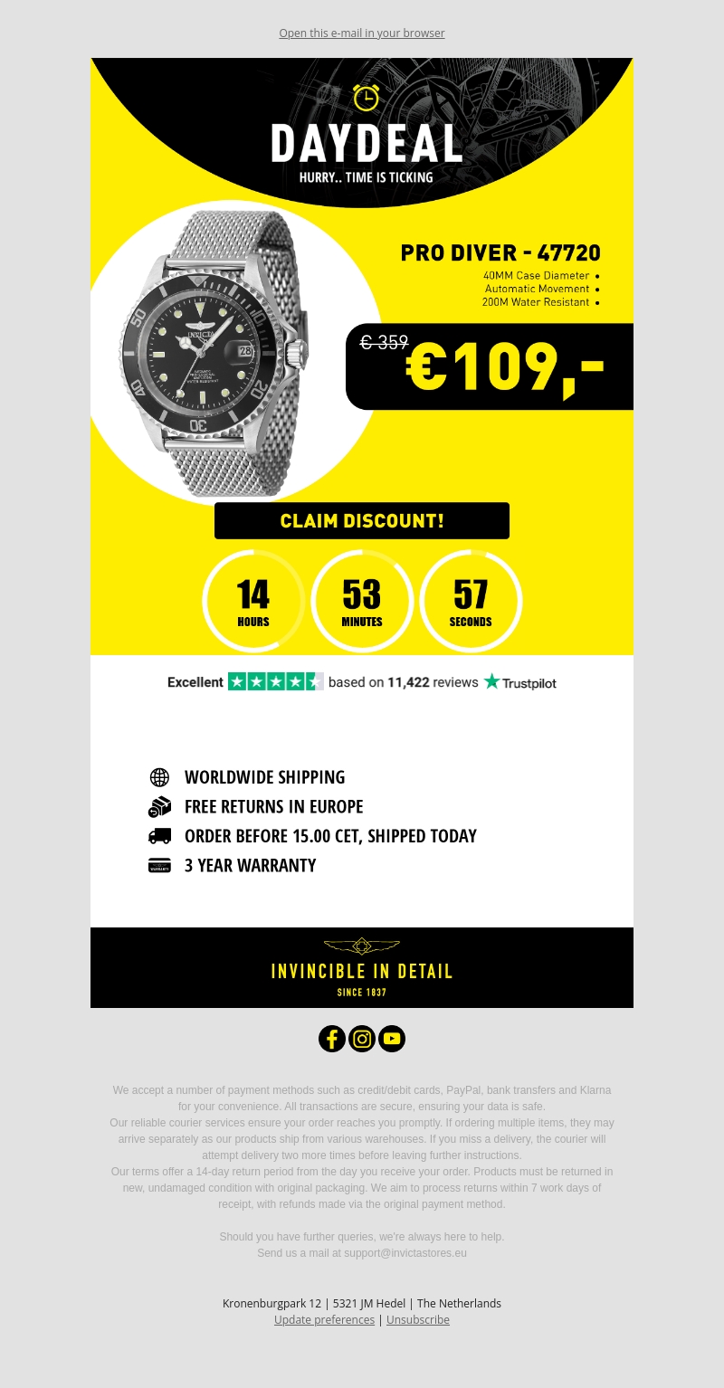 Today's Day Deal: Invicta Pro Diver Automatic Today's Day Deal: Invicta Pro Diver Automatic