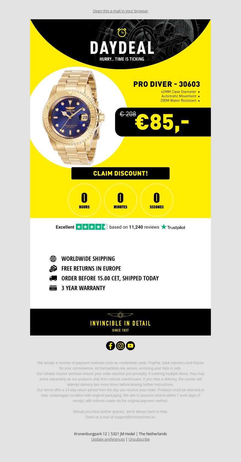 Today's Day Deal: Invicta Pro Diver Automatic Today's Day Deal: Invicta Pro Diver Automatic