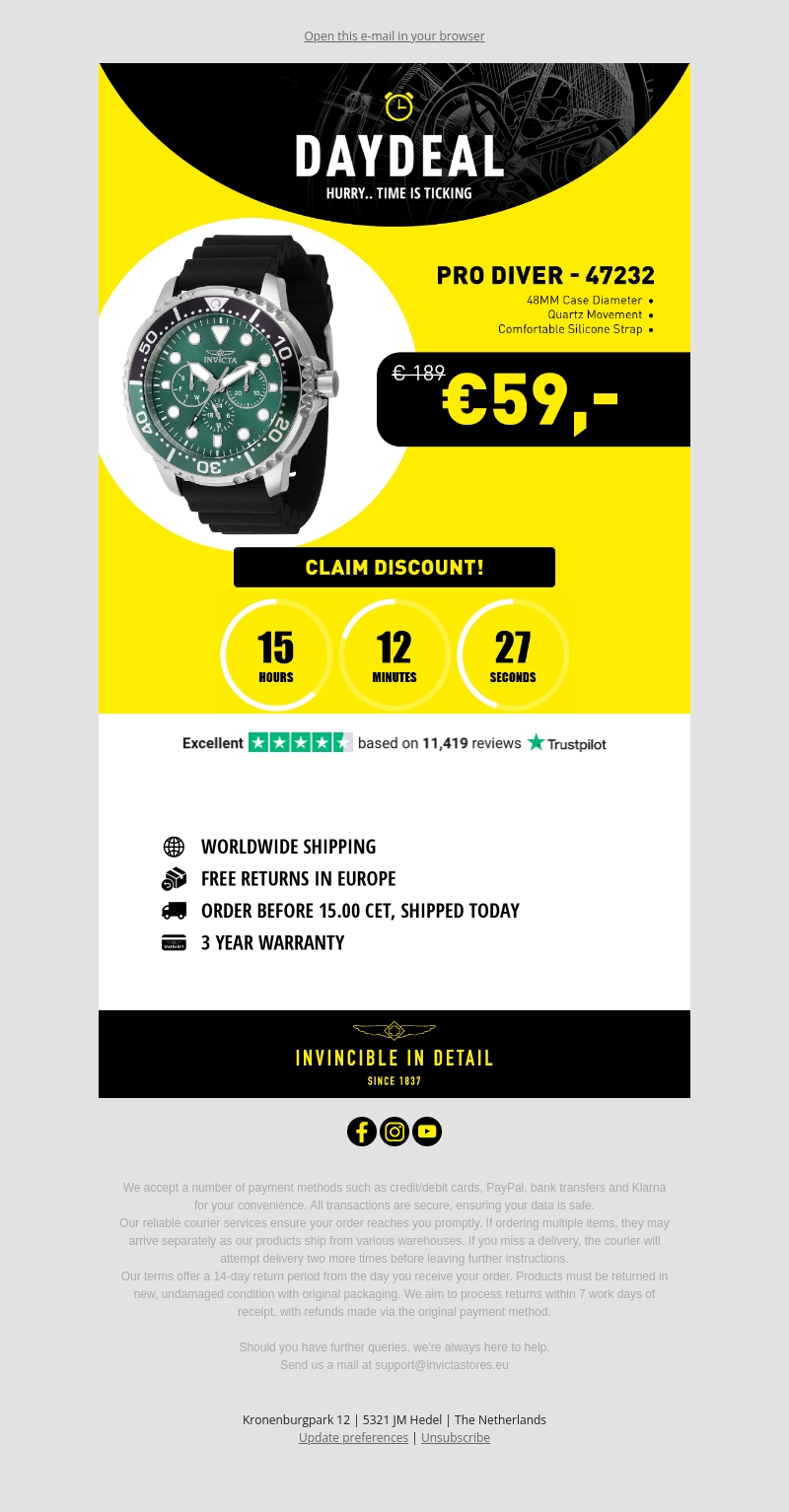Today's Day Deal: Invicta Pro Diver Green Today's Day Deal: Invicta Pro Diver Green