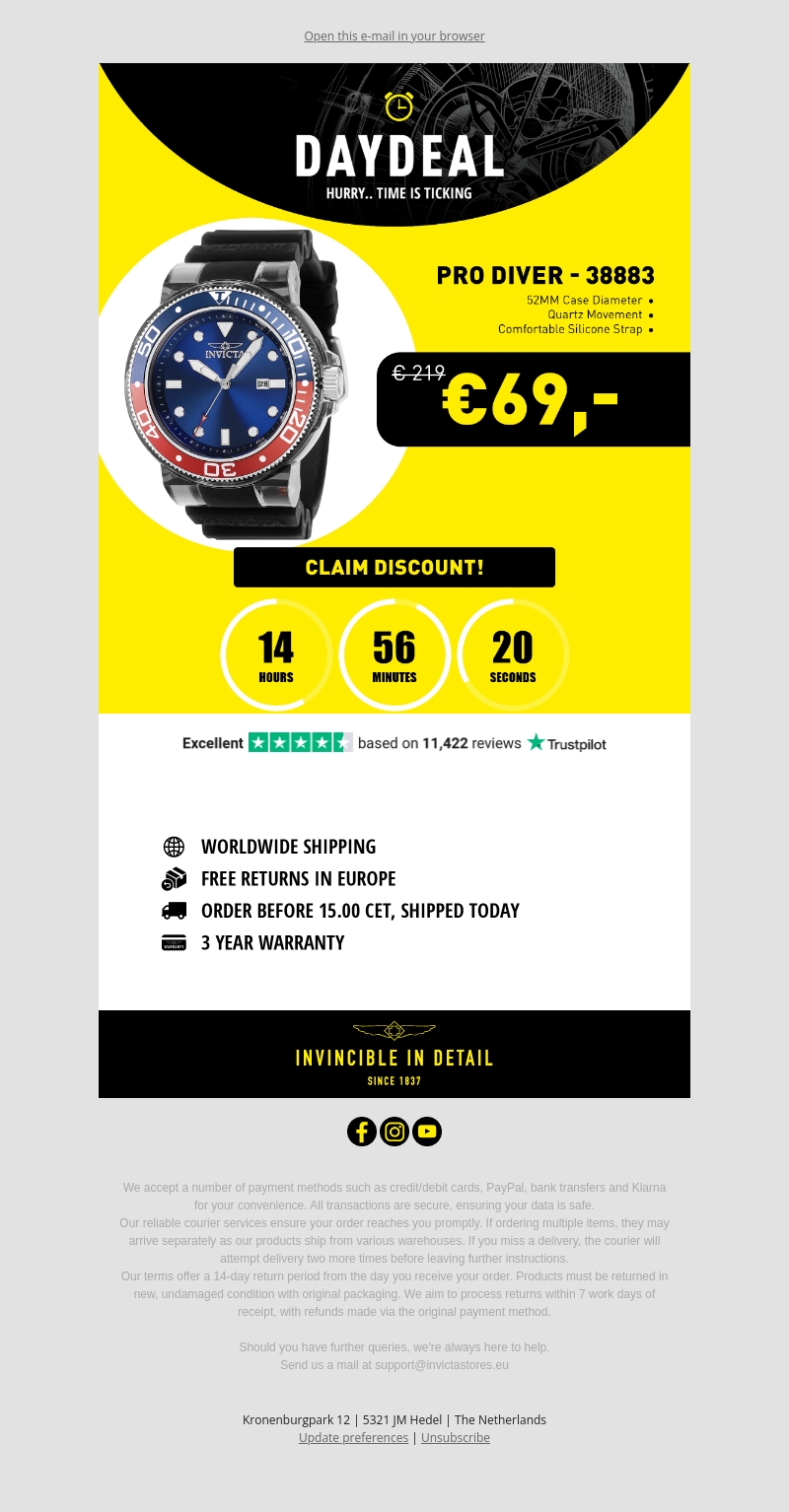 Today's Day Deal: Invicta Pro Diver Today's Day Deal: Invicta Pro Diver