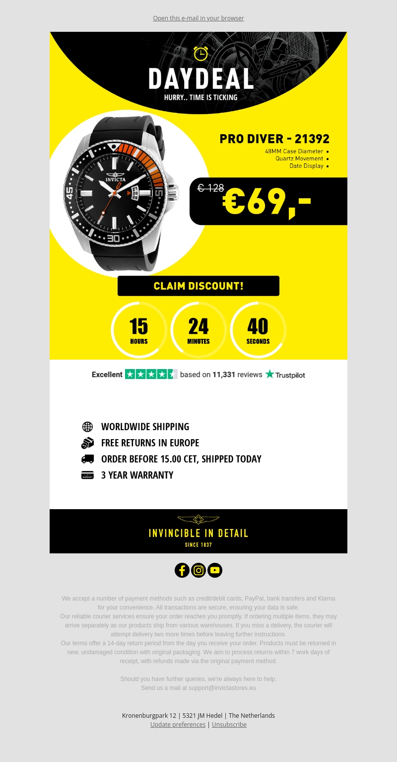 Today's Day Deal: Invicta Pro Diver Watch Today's Day Deal: Invicta Pro Diver Watch