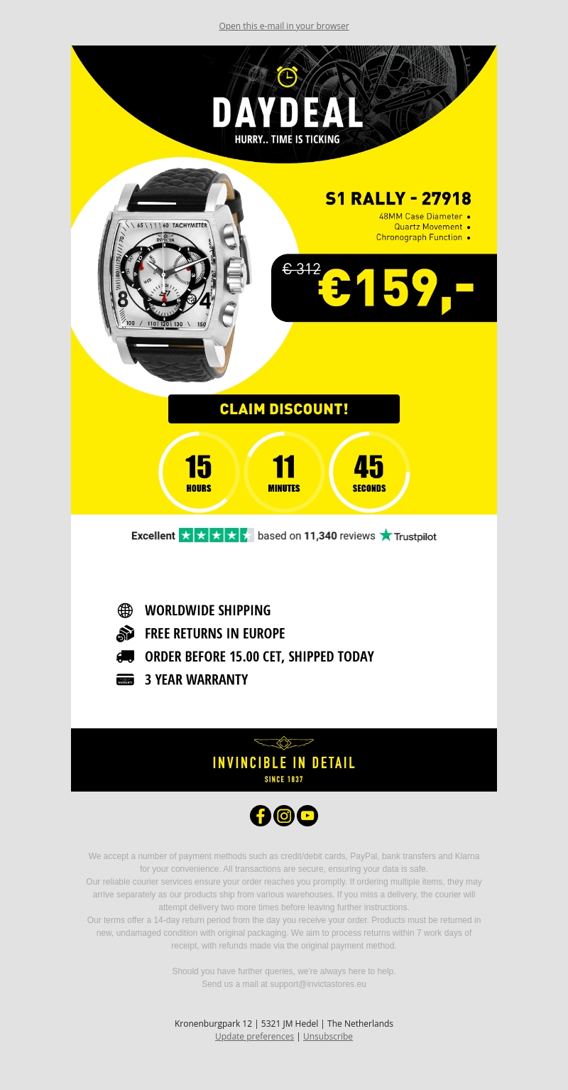 Today's Day Deal: Invicta S1 Rally Today's Day Deal: Invicta S1 Rally