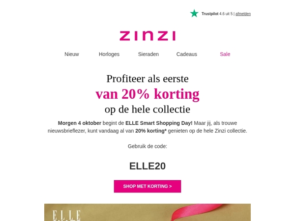 Shop als eerste met 20% korting 🛍️