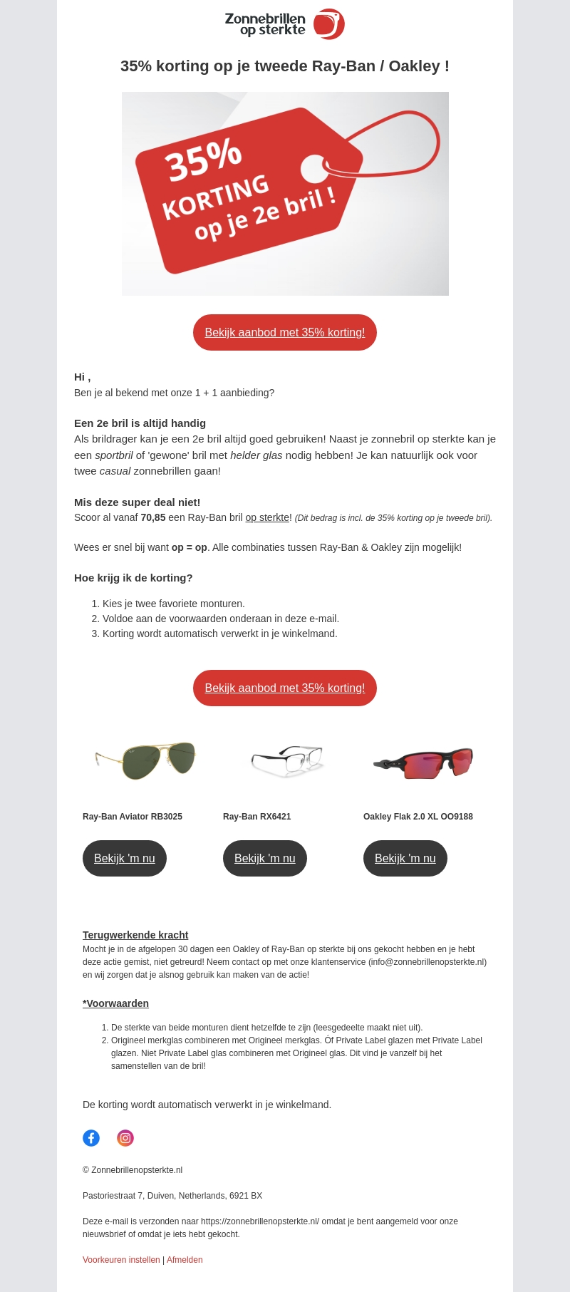 35% korting op je 2e bril! 35% korting op je 2e bril!