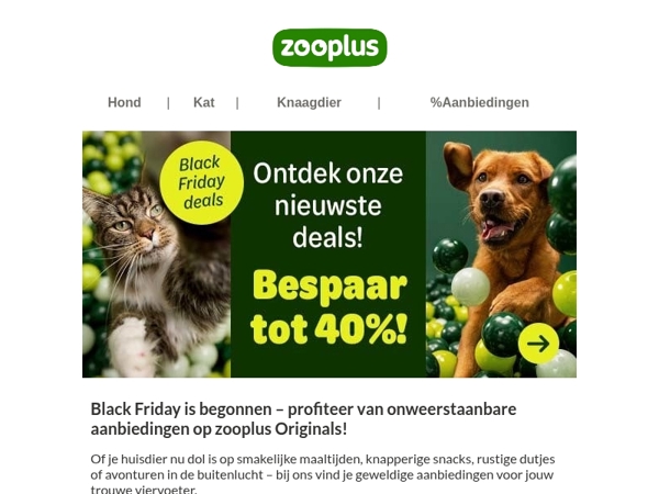  Black Friday houdt van zooplus Originals – profiteer nu!