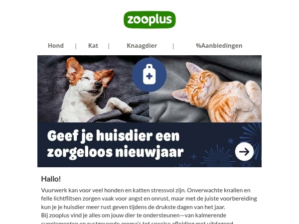 Geef je huisdier een zorgeloze jaarwisseling