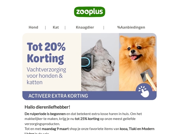 Bespaar tot 25% op vachtverzorging