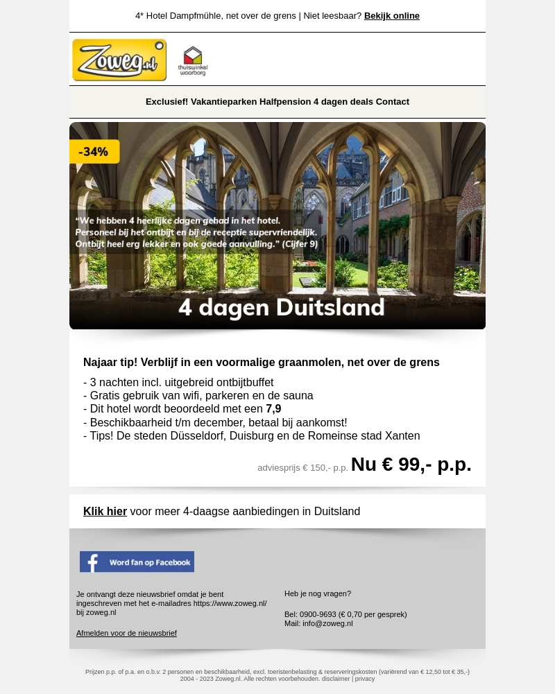 4 dagen Duitsland nu 99,- p.p. 4 dagen Duitsland nu 99,- p.p.