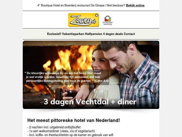 3 dagen Vechtdal + diner v.a. 95,-