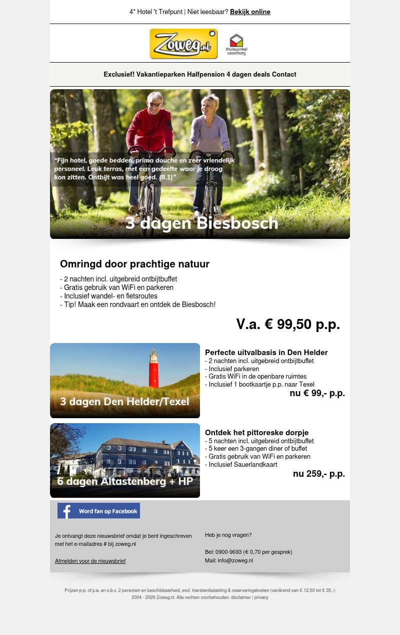 3 dagen Biesbosch v.a. 99,50 3 dagen Biesbosch v.a. 99,50