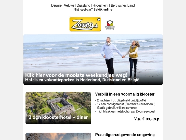 3 dagen kloosterhotel + diner v.a. 89,-