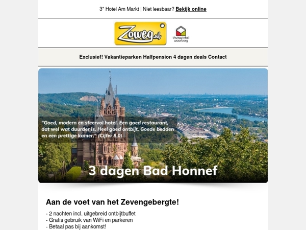 3 dagen Bad Honnef v.a. 90,-