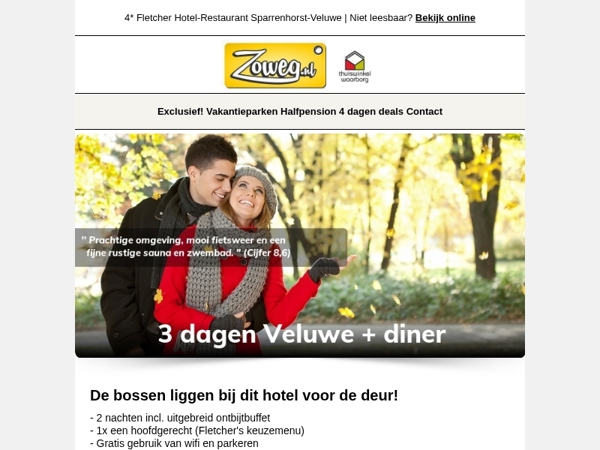 3 dagen Veluwe + diner v.a. 89,-